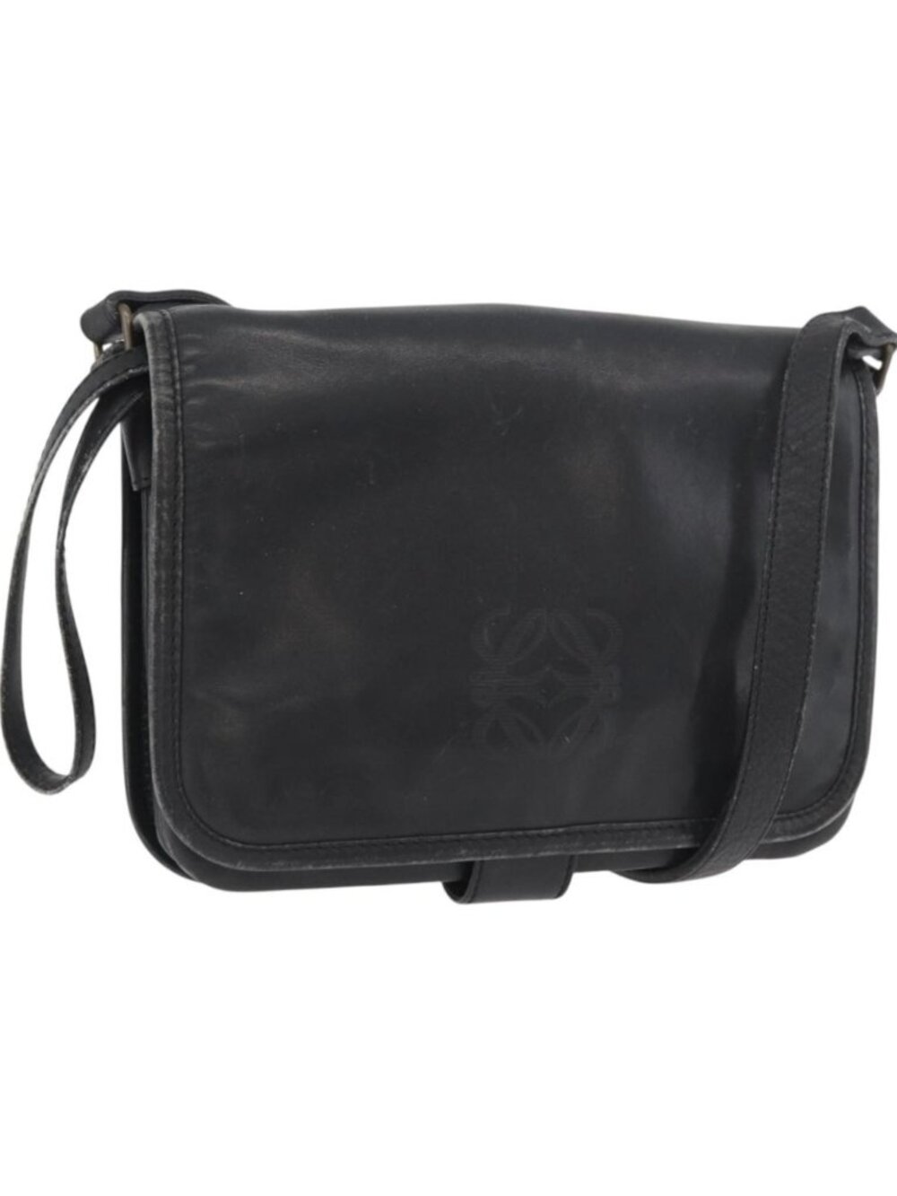 LOEWE Anagram Shoulder Bag Leather Black Gold